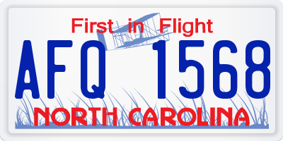 NC license plate AFQ1568