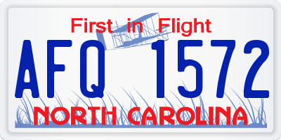 NC license plate AFQ1572