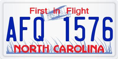NC license plate AFQ1576