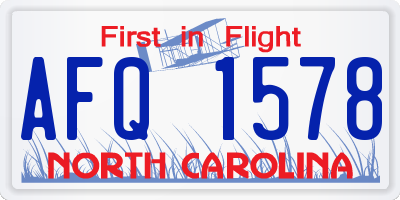NC license plate AFQ1578