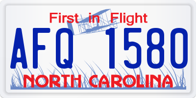 NC license plate AFQ1580