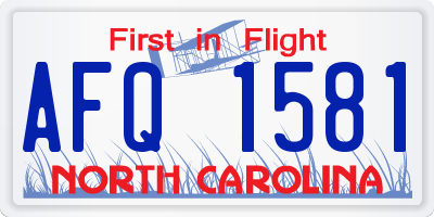 NC license plate AFQ1581