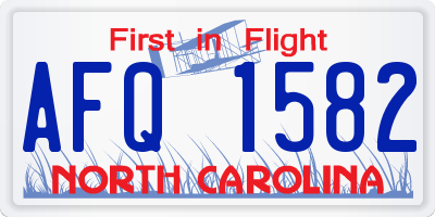 NC license plate AFQ1582