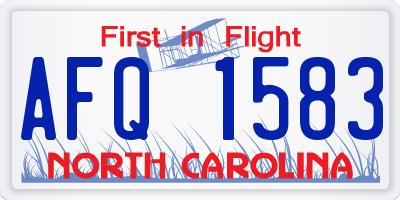 NC license plate AFQ1583