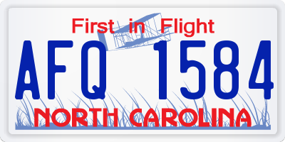 NC license plate AFQ1584