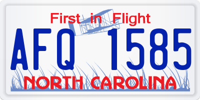 NC license plate AFQ1585