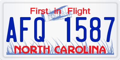 NC license plate AFQ1587