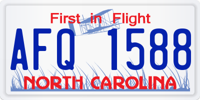 NC license plate AFQ1588