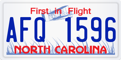 NC license plate AFQ1596