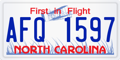 NC license plate AFQ1597