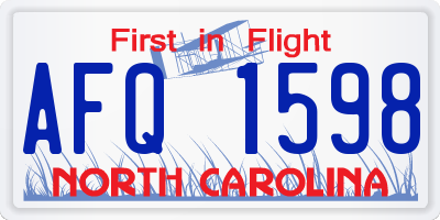 NC license plate AFQ1598