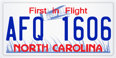 NC license plate AFQ1606