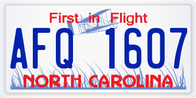NC license plate AFQ1607