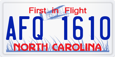 NC license plate AFQ1610
