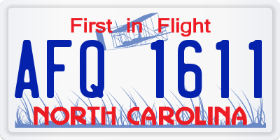 NC license plate AFQ1611