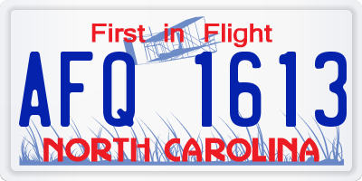 NC license plate AFQ1613