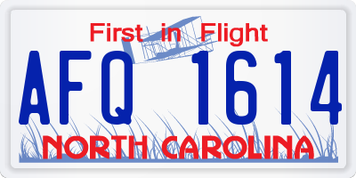 NC license plate AFQ1614