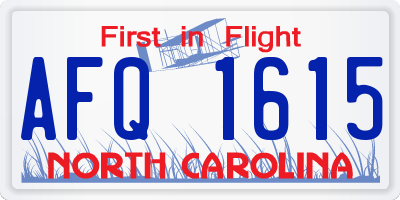 NC license plate AFQ1615
