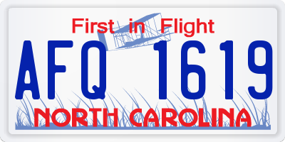 NC license plate AFQ1619