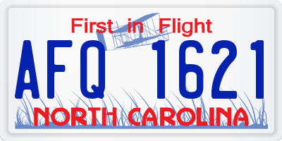 NC license plate AFQ1621