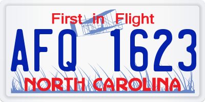 NC license plate AFQ1623