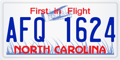 NC license plate AFQ1624