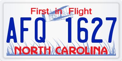 NC license plate AFQ1627