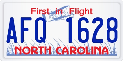 NC license plate AFQ1628