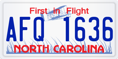 NC license plate AFQ1636