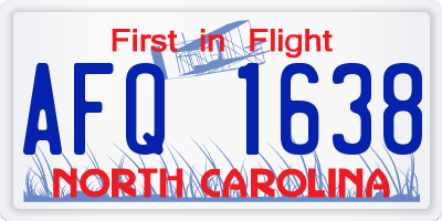NC license plate AFQ1638