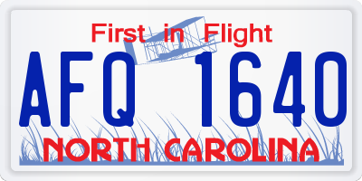 NC license plate AFQ1640