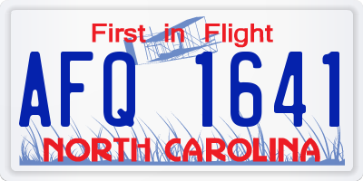 NC license plate AFQ1641