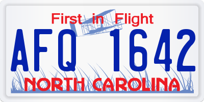 NC license plate AFQ1642