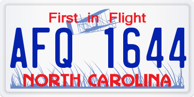 NC license plate AFQ1644