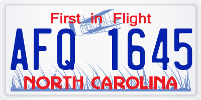 NC license plate AFQ1645