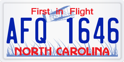 NC license plate AFQ1646
