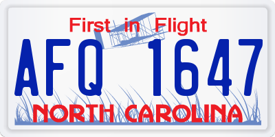 NC license plate AFQ1647