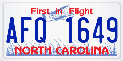 NC license plate AFQ1649