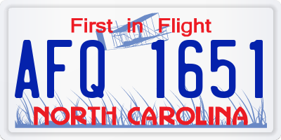 NC license plate AFQ1651