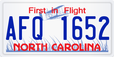 NC license plate AFQ1652