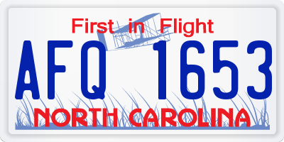 NC license plate AFQ1653