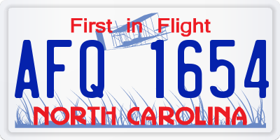 NC license plate AFQ1654