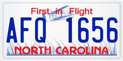 NC license plate AFQ1656