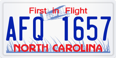 NC license plate AFQ1657