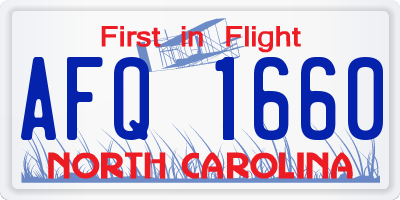 NC license plate AFQ1660