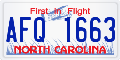 NC license plate AFQ1663