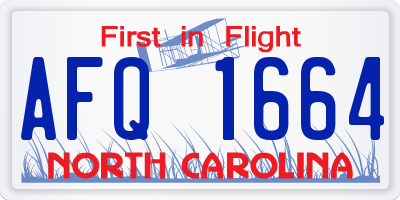 NC license plate AFQ1664
