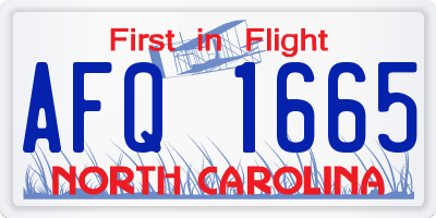NC license plate AFQ1665