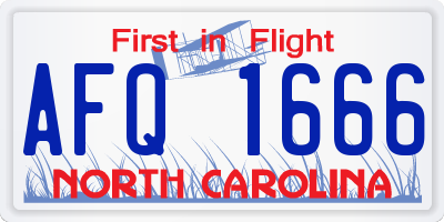 NC license plate AFQ1666