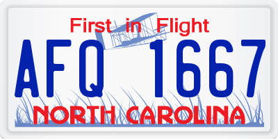 NC license plate AFQ1667